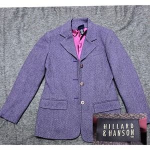 Hillard & Hanson Coat‎ Women’s 4 Purple Tweed Wool Preppy Classic Workcore